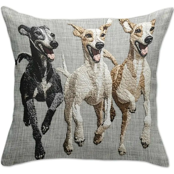 New Throw Pillow Cover Greyhound IG Sighthound Whippet Dog 18x18 - Picture 2 of 4